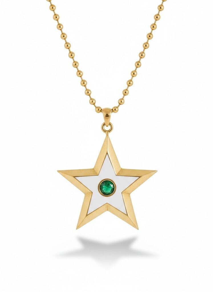 Mineli Yıldızlı 14 Ayar Altın Kolye