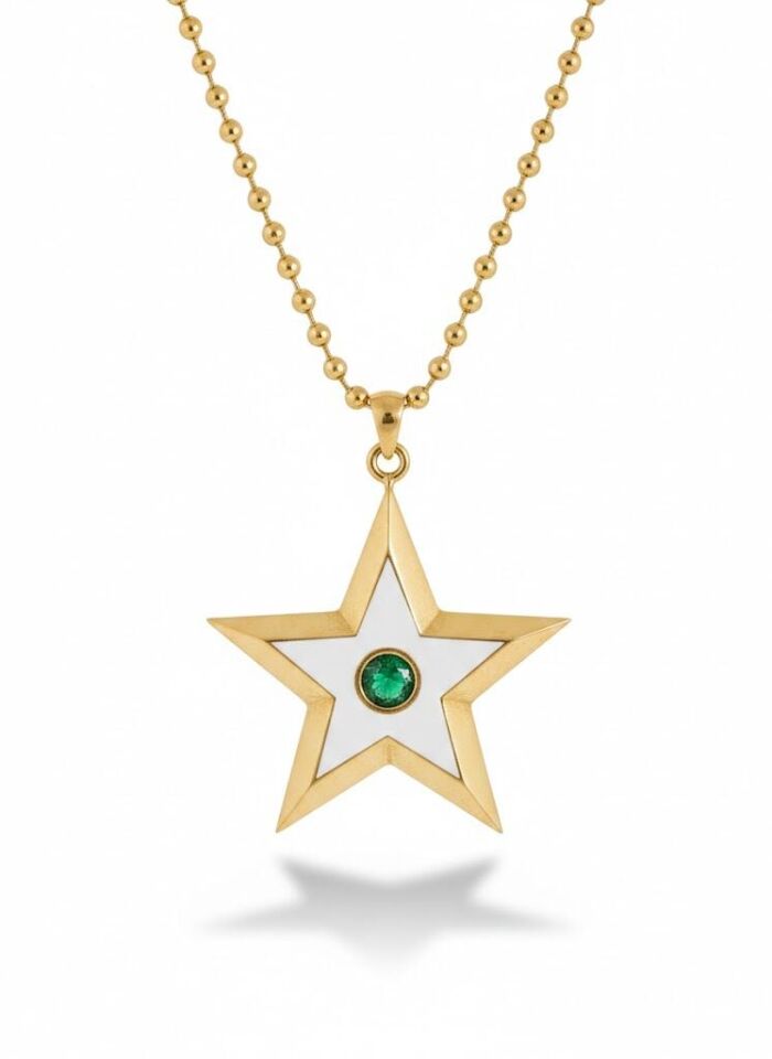 Mineli Yıldızlı 14 Ayar Altın Kolye