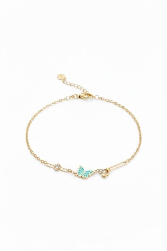 Kelebek Detaylı 14 Ayar Bileklik