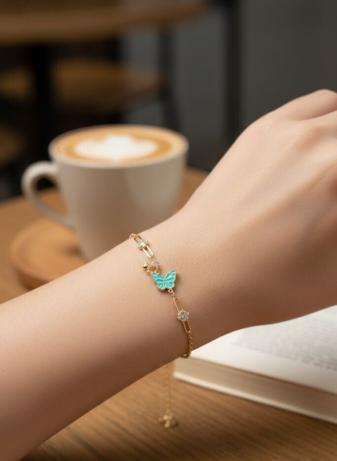 Kelebek Detaylı 14 Ayar Bileklik