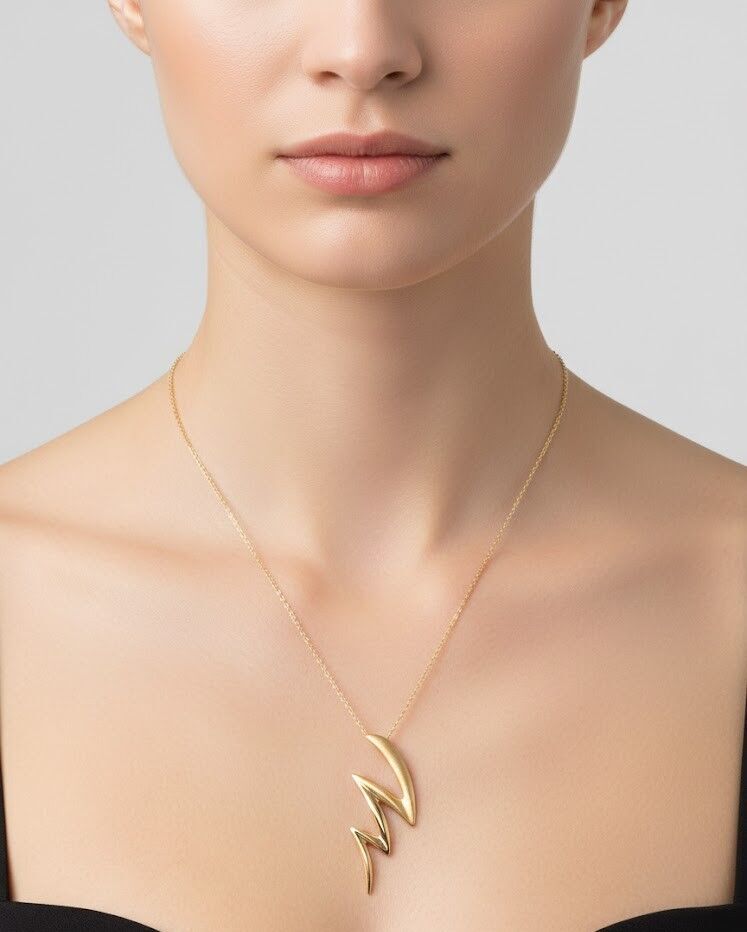 Şimşek Detay 14 Ayar Altın Kolye