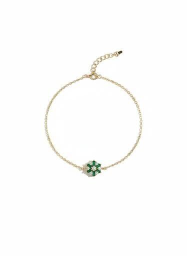 Yeşil Taşlı 14 Ayar Altın Bileklik