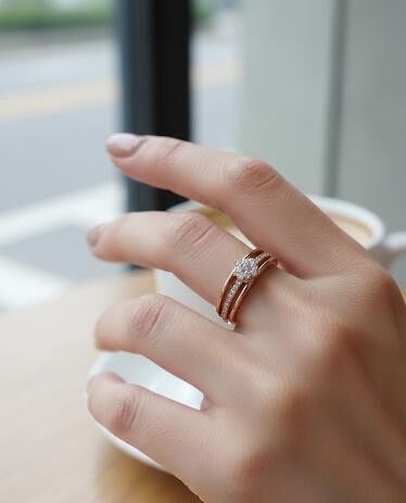 Hareketli Kalp Pırlanta Yüzük