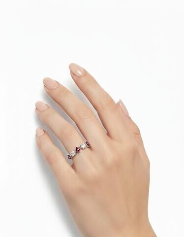 Yakut Çiçek Pırlanta Yüzük