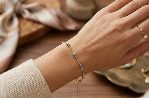 Mineli Dorika Toplu 14 Ayar Altın Bileklik