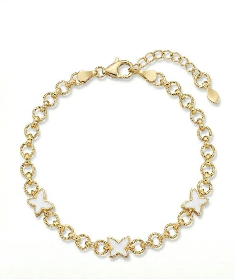 Mineli Kelebek 14 Ayar Altın Bileklik