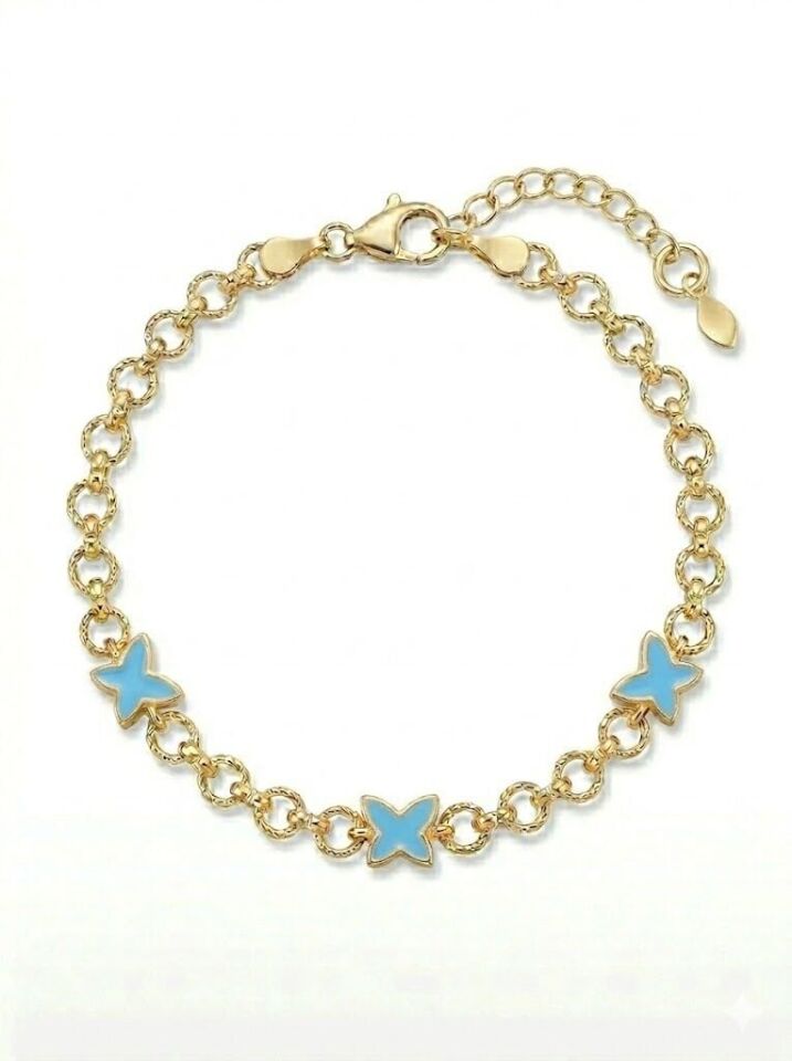 Mineli Kelebek 14 Ayar Altın Bileklik