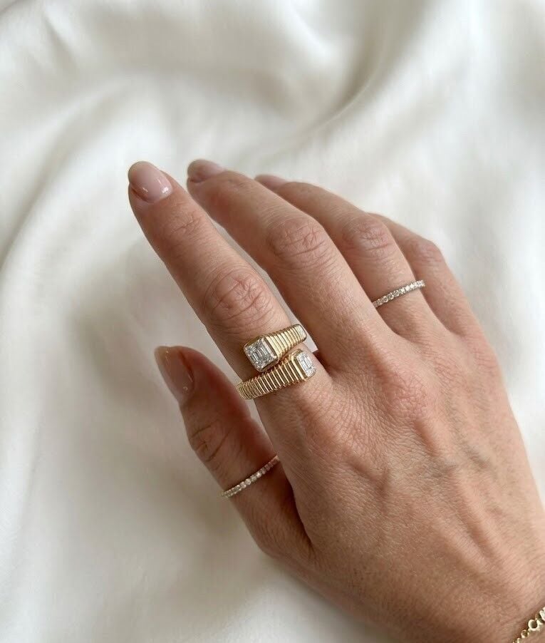 İkili Baget Sarma Pırlanta Yüzük