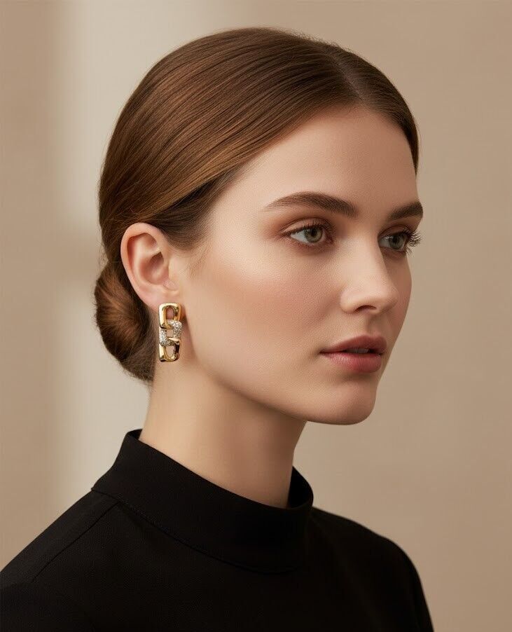 Gurmet Taşlı 14 Ayar Altın Küpe