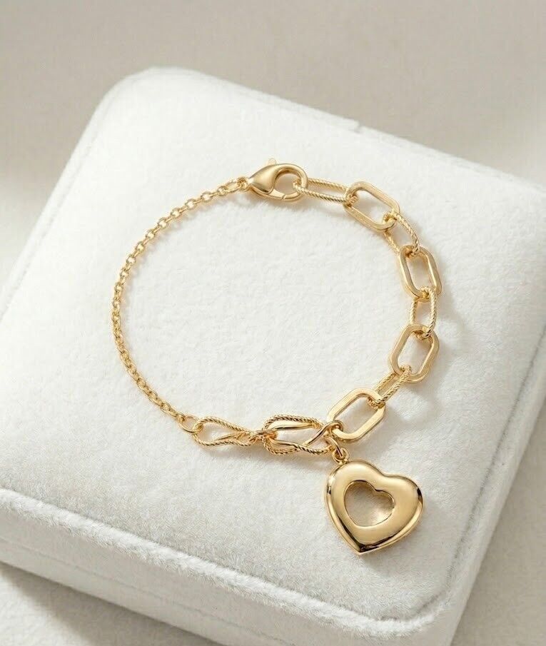 Kalp Ataç 14 Ayar Altın Bileklik