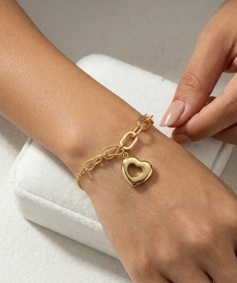 Kalp Ataç 14 Ayar Altın Bileklik