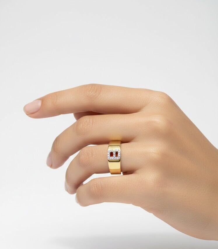 B Harfi 14 Ayar Altın Yüzük