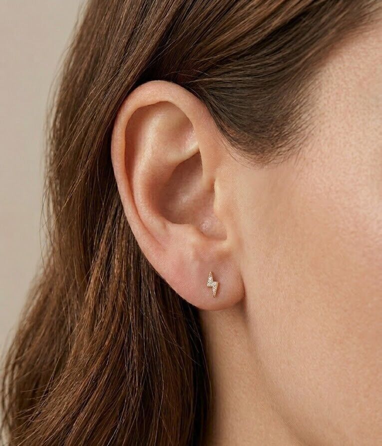 Şimşek 14 Ayar Altın Küpe