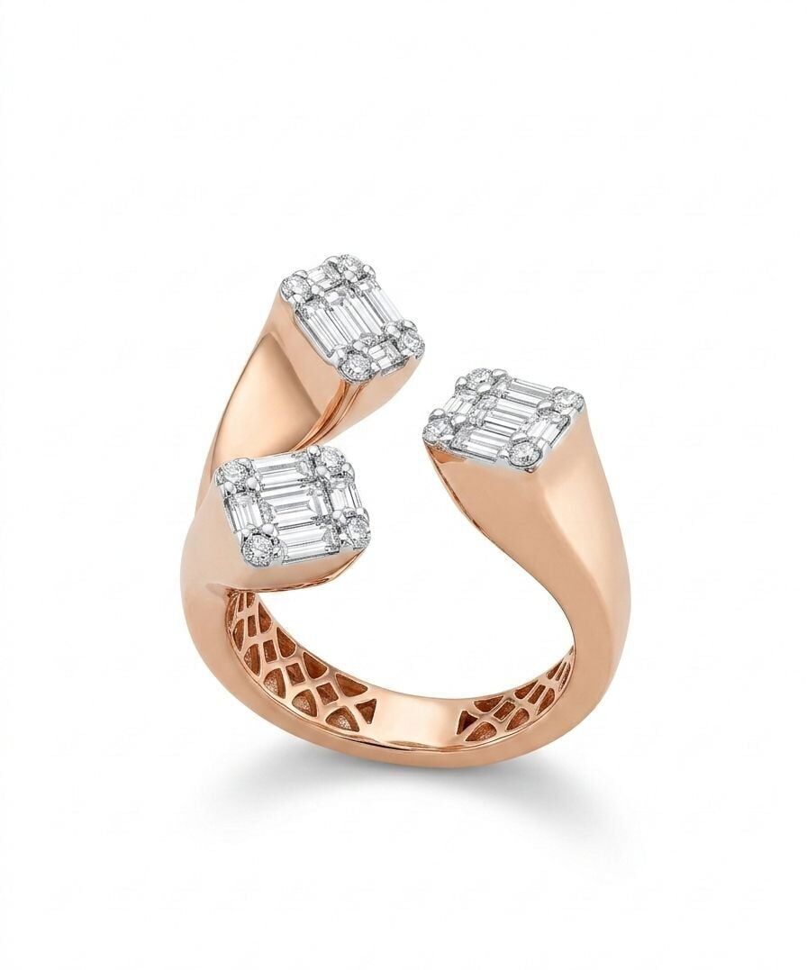 Üç Kol Baget Pırlanta Yüzük