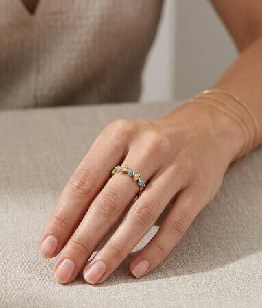 Mavi Mine 14 Ayar Altın Yüzük