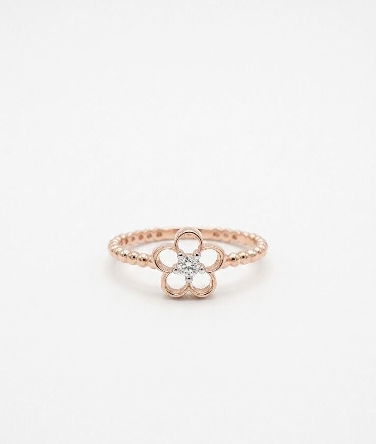 Taşlı Çiçek 14 Ayar Altın Yüzük