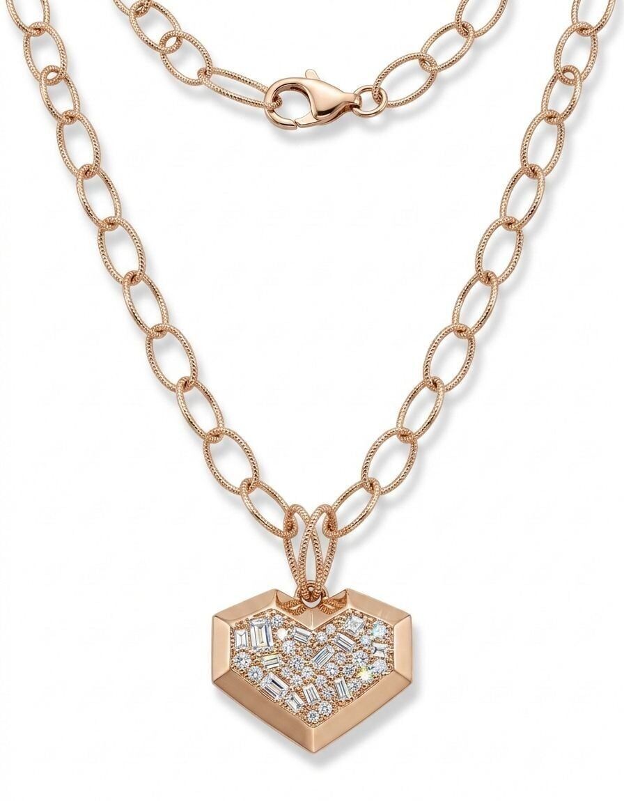 Kalp Baget Pırlanta Kolye