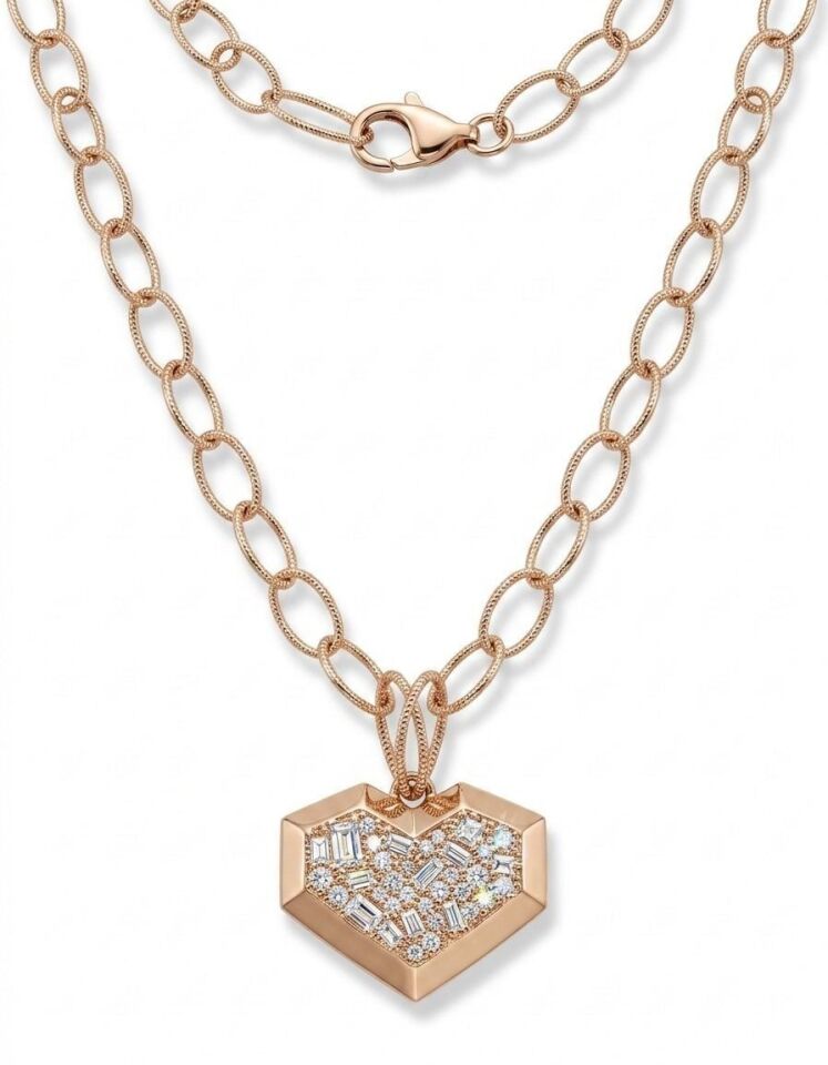 Kalp Baget Pırlanta Kolye