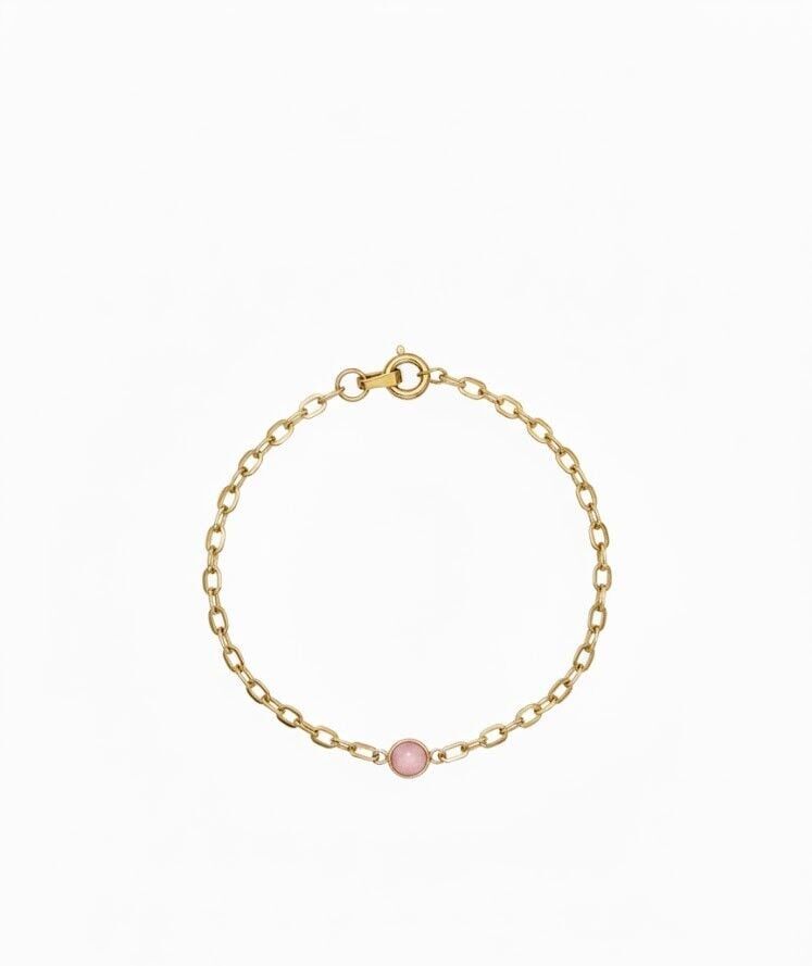 Pembe Taşlı 14 Ayar Altın Bileklik