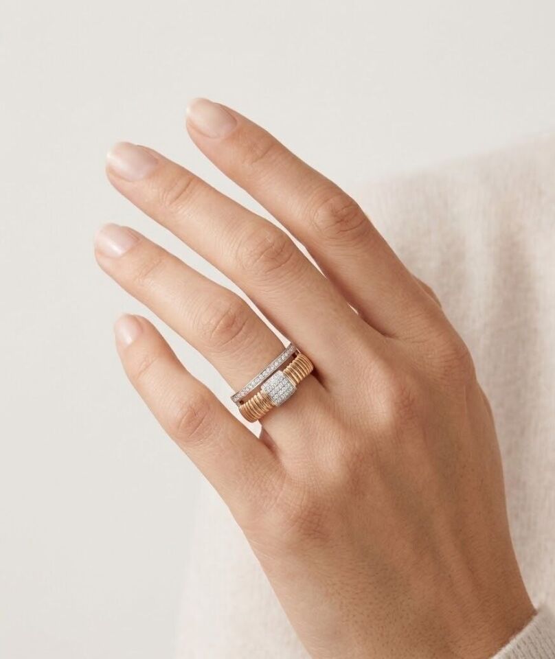 Çizgi Desen Pırlanta Yüzük