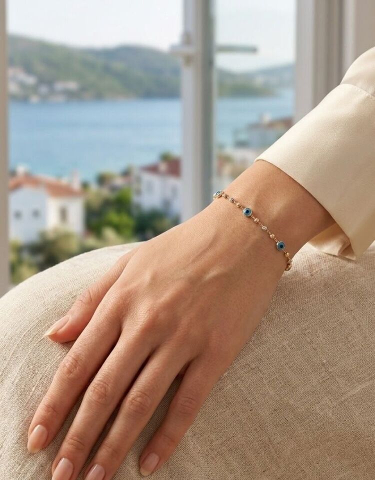 Nazar Boncuk 14 Ayar Altın Bileklik