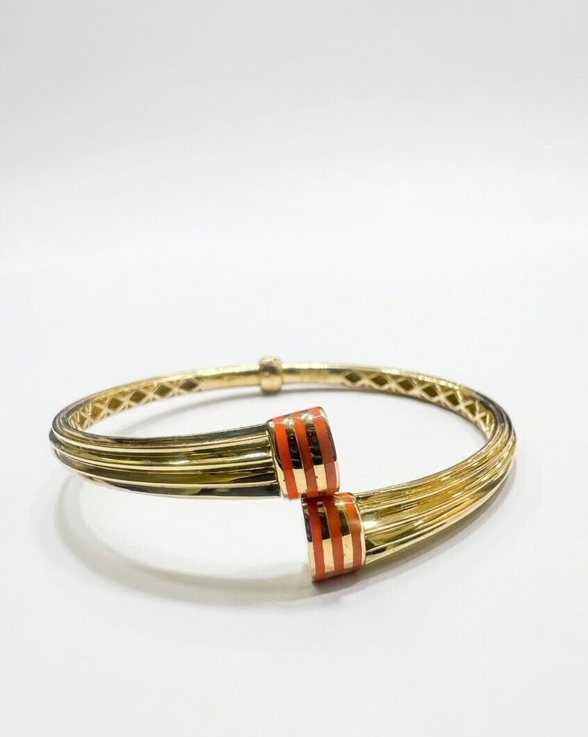 Turuncu Mineli 14 Ayar Altın Kelepçe