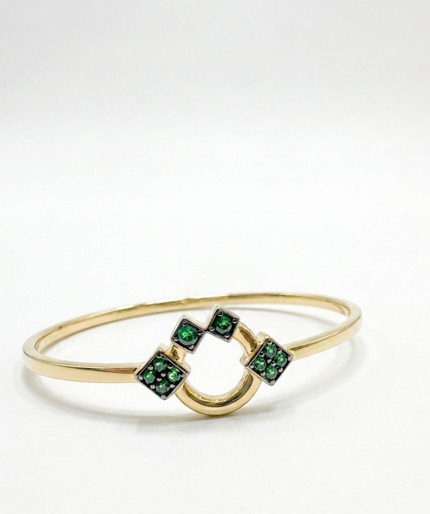 Yeşil Taş 14  Ayar Altın Kelepçe