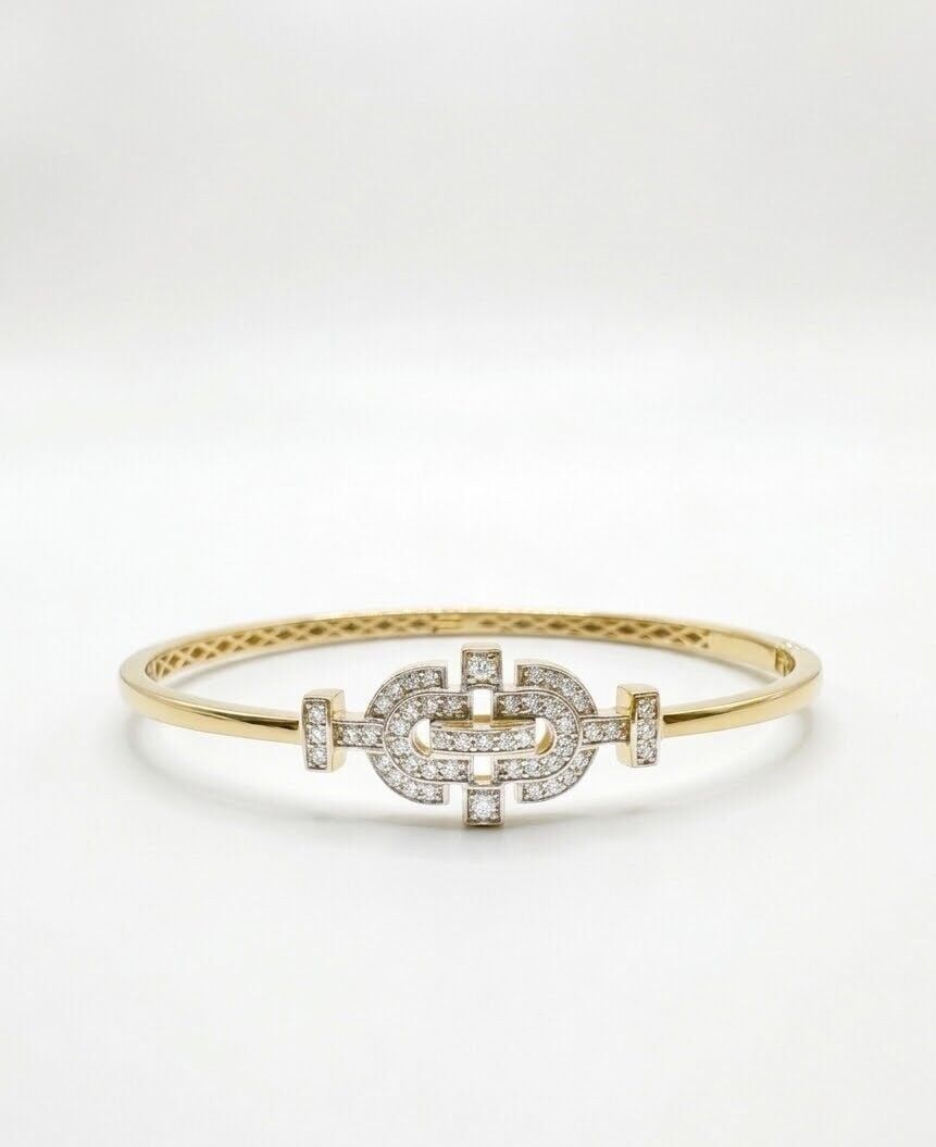 Geometrik 14 Ayar Altın Kelepçe