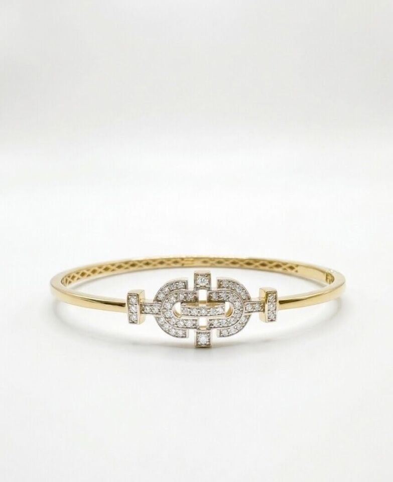 Geometrik 14 Ayar Altın Kelepçe