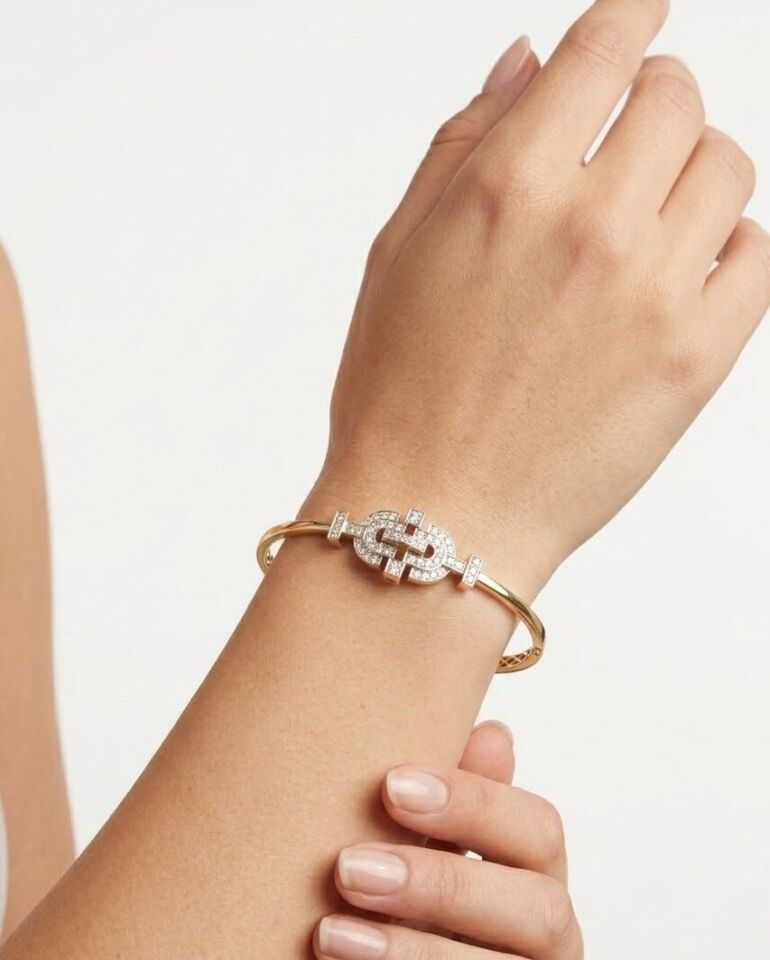 Geometrik 14 Ayar Altın Kelepçe