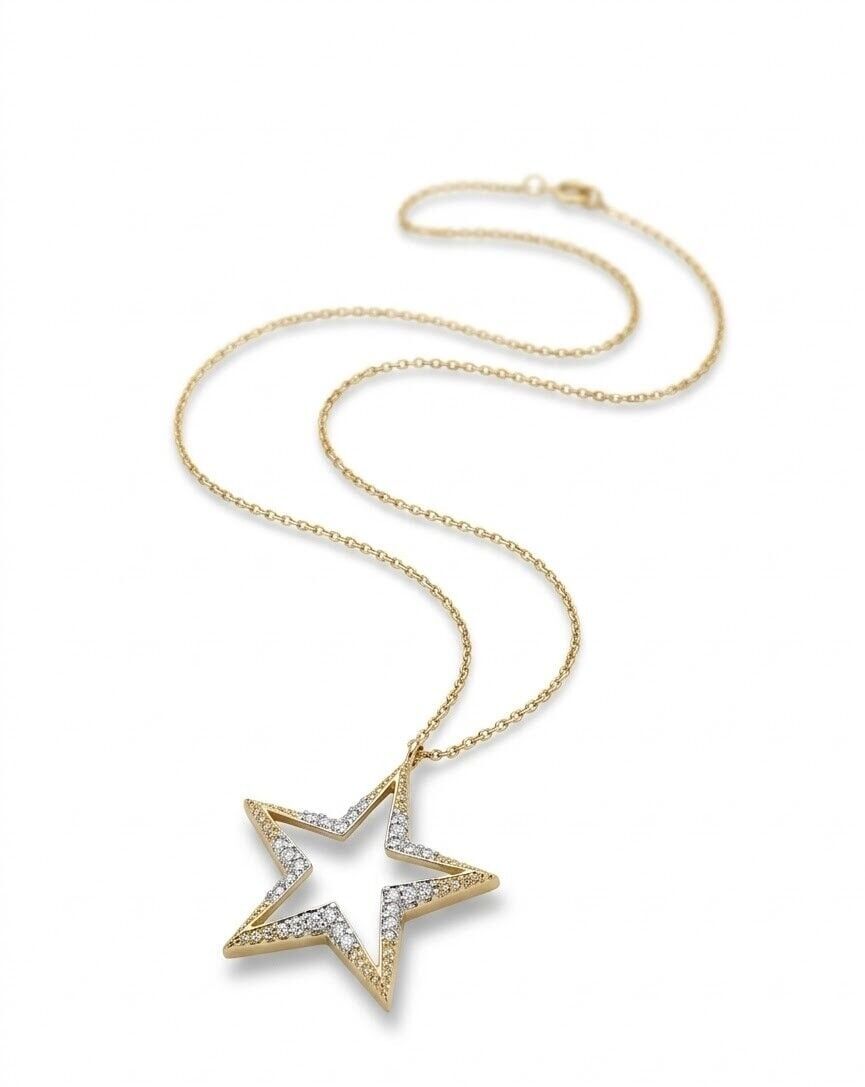 Taşlı Yıldız 14 Ayar Altın Kolye