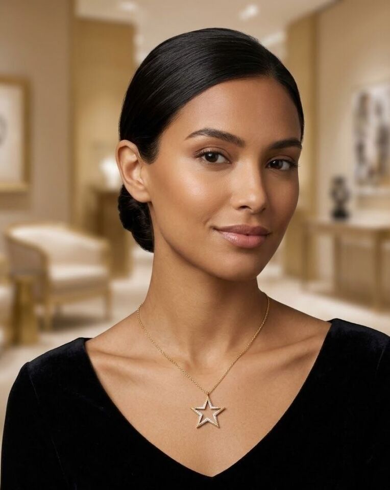 Taşlı Yıldız 14 Ayar Altın Kolye