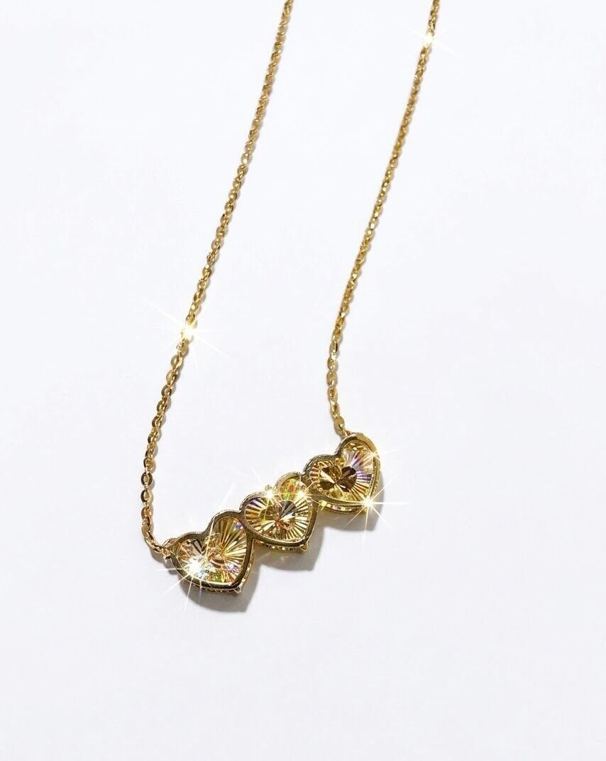 Çift Taraflı Kalp 14 Ayar Altın Kolye