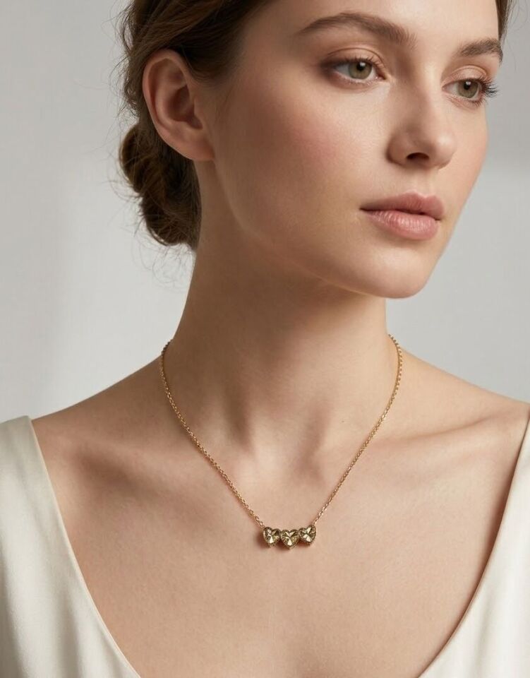 Çift Taraflı Kalp 14 Ayar Altın Kolye