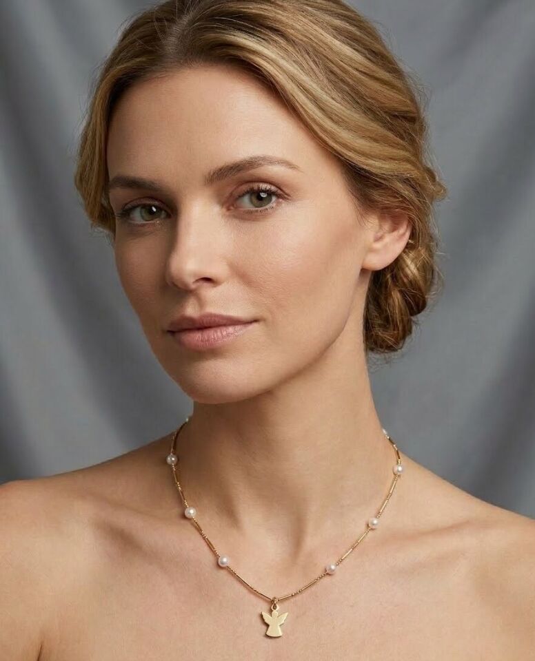 İnci Melek 14 Ayar Altın Kolye