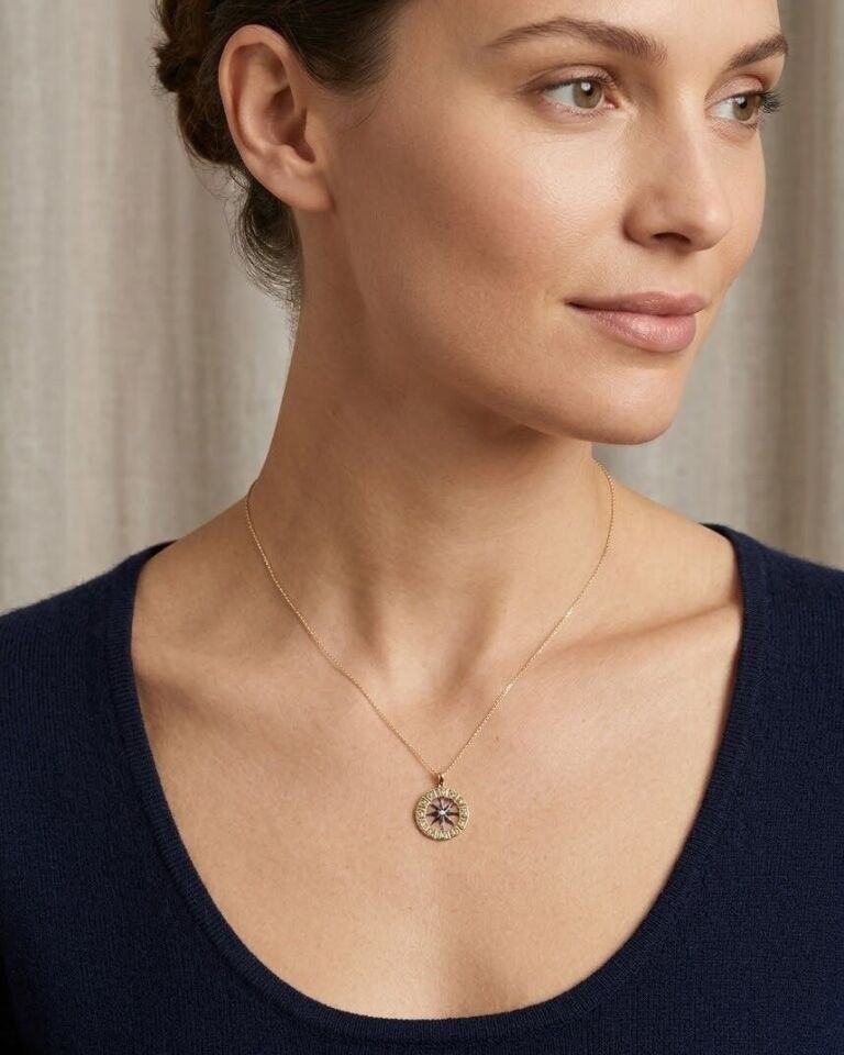 Pusula 14 Ayar Altın Kolye