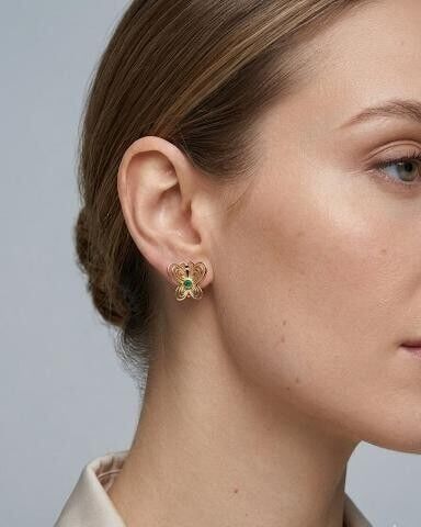 Kelebek Figürlü 14 Ayar Altın Küpe