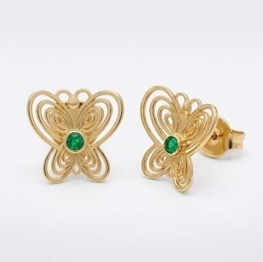 Kelebek Figürlü 14 Ayar Altın Küpe