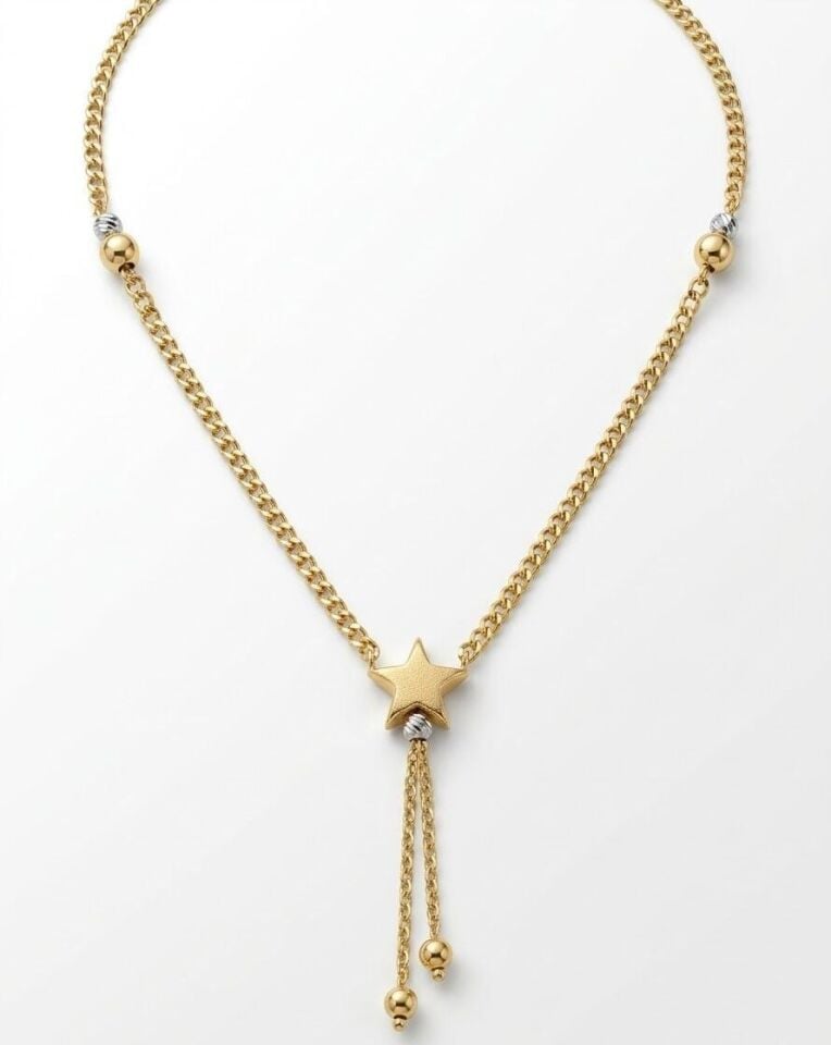 Top Sallantılı Yıldız 14 Ayar Altın Kolye