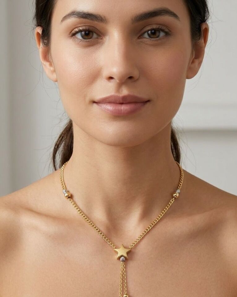 Top Sallantılı Yıldız 14 Ayar Altın Kolye