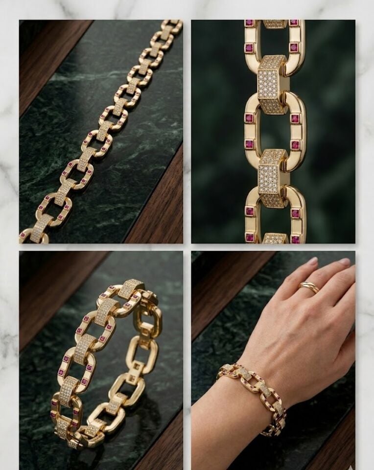 Pave 14 Ayar Altın Bileklik