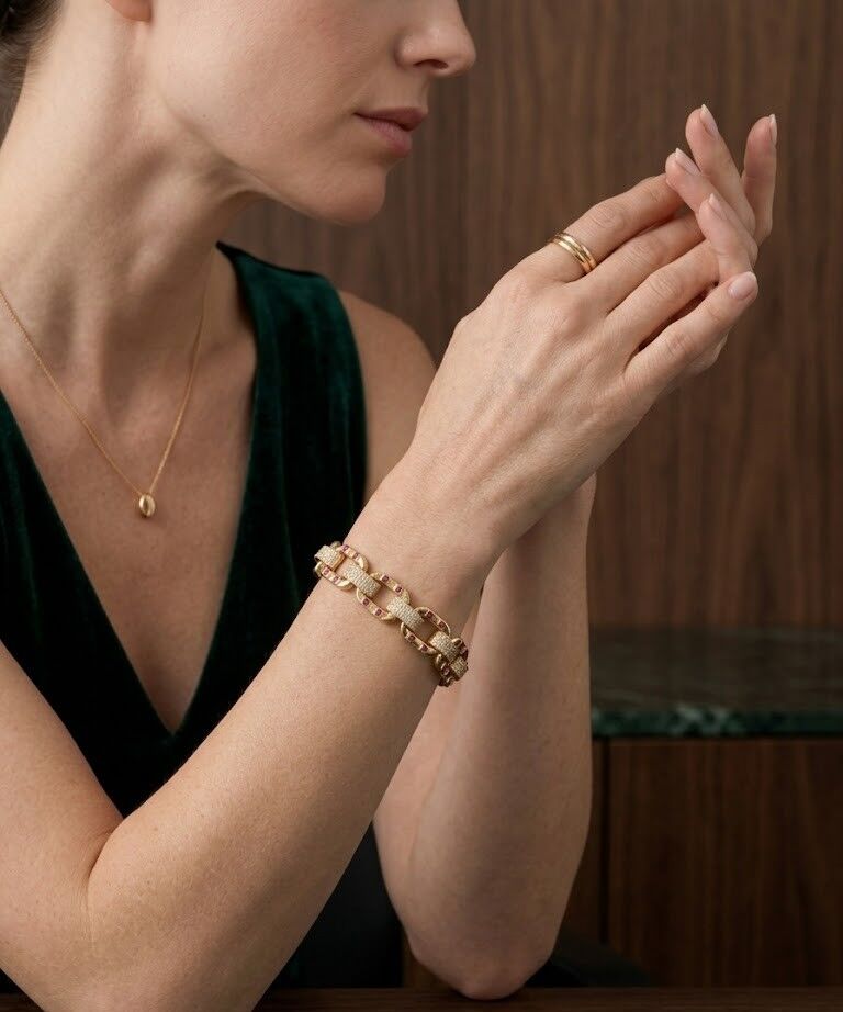 Pave 14 Ayar Altın Bileklik