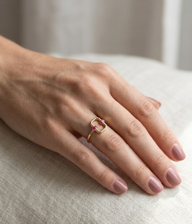 Geometrik 14 Ayar Altın Yüzük