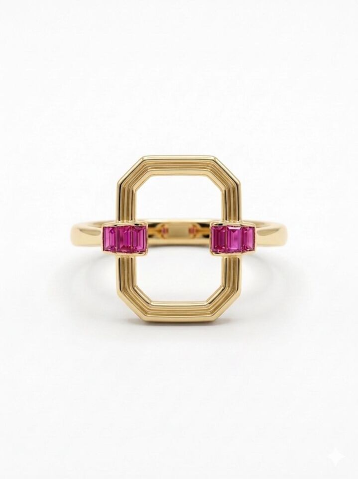 Geometrik 14 Ayar Altın Yüzük