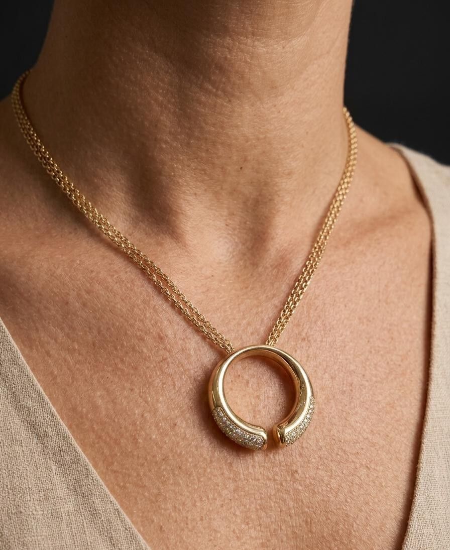 Halka Sarkıt 14 Ayar Altın Kolye