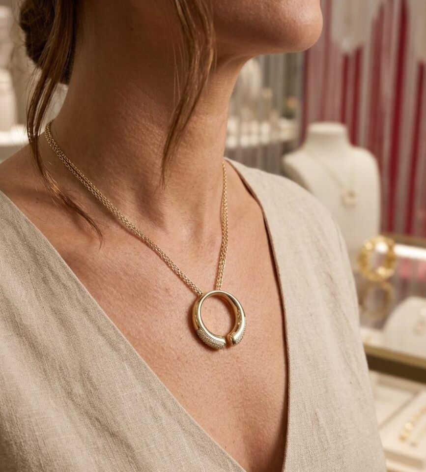 Halka Sarkıt 14 Ayar Altın Kolye